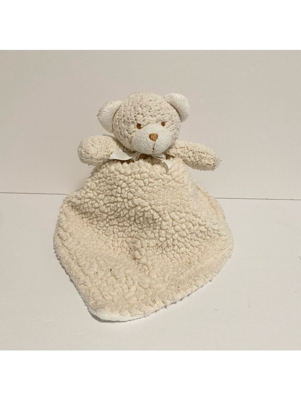 Blankets & Beyond Teddy Bear Lovey Sherpa White Baby Blanket Lovie Nunu Toy Soft